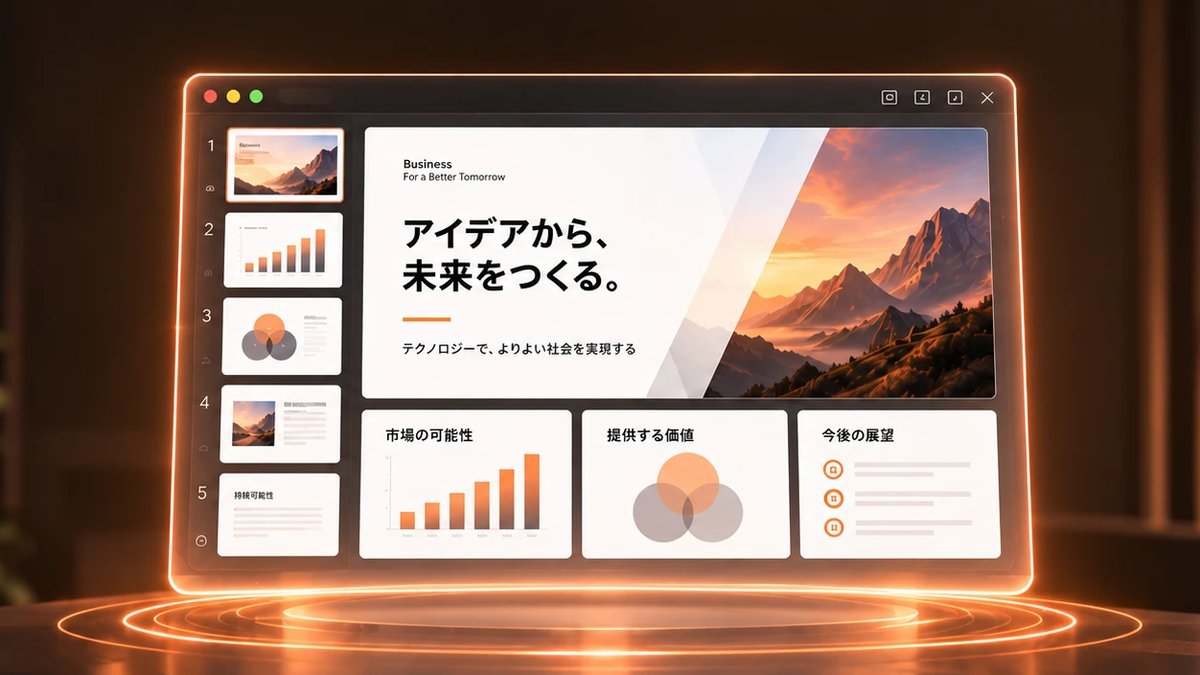 プレゼン資料の制作画面のイメージ